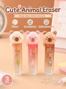 1PC Push-And-Pull Eraser, Capybara-Shaped Creative Eraser - Pencil Sketch Erasing Tool, Must-Have School Supplies - Multicolor - View 4