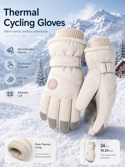 Unisex Thermal Cycling Gloves - Dual-Use For Cycling And Hiking; Touchscreen-Compatible; Thickened Design; Suitable For Outdoor Sports, Skiing, And Cycling During Autumn And Winter.