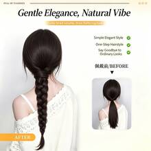 Low Ponytail Braided Wig For Women, Natural Fluffy Twisted Braid Hair Extension, Seamless New Chinese Style Hair Braid Hair Tie Hair Accessory - Black - View 6
