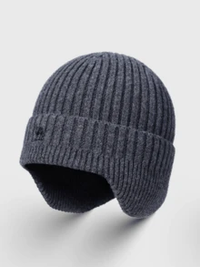 CAMEL CROWN Unisex Knitted Earflap Beanie, Thick Fleece Lined Warm Winter Hat, Windproof Outdoor Cap, Face-Flattering Design - Carbon Grey - View 3