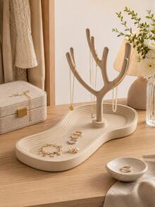 1pc Elegant Jewelry Storage Tree With Tray, Decorative Necklace Holder, Ring & Earring Display Stand, Vanity Bedroom Home Decor Gift, Jewelry Organizer Tree, Ring & Earring Storage, Room Decor Jewelry Rack - Multicolor - View 6