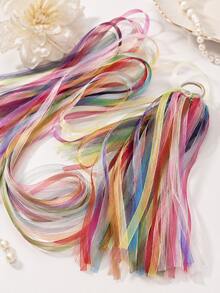40pcs Rainbow Organza Ribbons - 90cm Pre-Cut, Suitable For Wedding Ribbon Wands, Hair Braiding, Gift Wrapping And DIY Handmade Rainbow Sheer Organza Tassel Decoration. - Snow Silk Ribbon - View 6