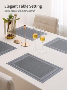 1pc Minimalist Rectangular PVC Placemat, Washable And Easy To Clean, Instant Wipe Clean, Non-Slip And Heat Resistant, Suitable For Dining Table Setup, Kitchen Dining And Holiday And Wedding Decoration - Multiple Styles and Colors - View 7