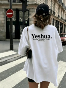 2026 K3 Double-Sided Printed Tee: Jesus Is Eternal, Yesterday And Today Forever. Y2K Vintage Minimalist Short Sleeve For Spring & Summer - White - View 3