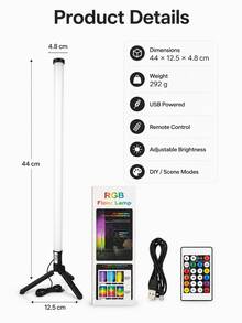 LED Floor Lamp, Festive Atmosphere Light With RGB Color-Changing Function, Corner Standing Lamp, Remote Control, Music Rhythm Sync And Dimmable, Perfect For Gaming Room, Home Party And Holiday Decor, Best Christmas Gift - Multi-color Light - View 4