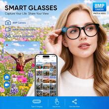 SENBONO Smart Glasses With 8MP Camera, Interchangeable Lenses, Camera Glasses, Wireless Earbuds, Smart Translation, Cross-Language Communication Voice Assistant, Built-In Camera, Low Latency, Music, Calls, Meetings, Office, Business, Travel - View 2
