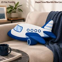 Airplane Blue 2D Flat Print Plush Throw Pillow, Suitable For Sofa Bedroom Living Room Cozy Home Decor, Office And Car Use, Pillow Gift - Multicolor - View 3