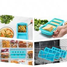 1 Silicone Food Storage Container With Lid, 2/4/6 Cup Broth Storage Container, Ice Cube Tray, For Freezing Soup, Sauces, Broth, And Leftovers, Easy Release, Convenient Meal Prep Container - Black - View 4