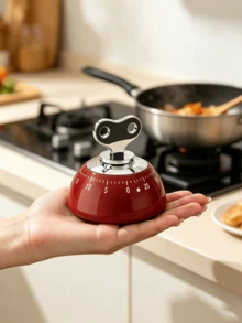Mechanical Kitchen Timer 60 Minutes, Battery-Free Magnetic Timer, Vintage Wind-Up Alarm Clock Fridge Magnet, Cooking Baking Countdown Reminder, Durable Practical Kitchen Tool, Kitchen Gift - Multicolor - View 1