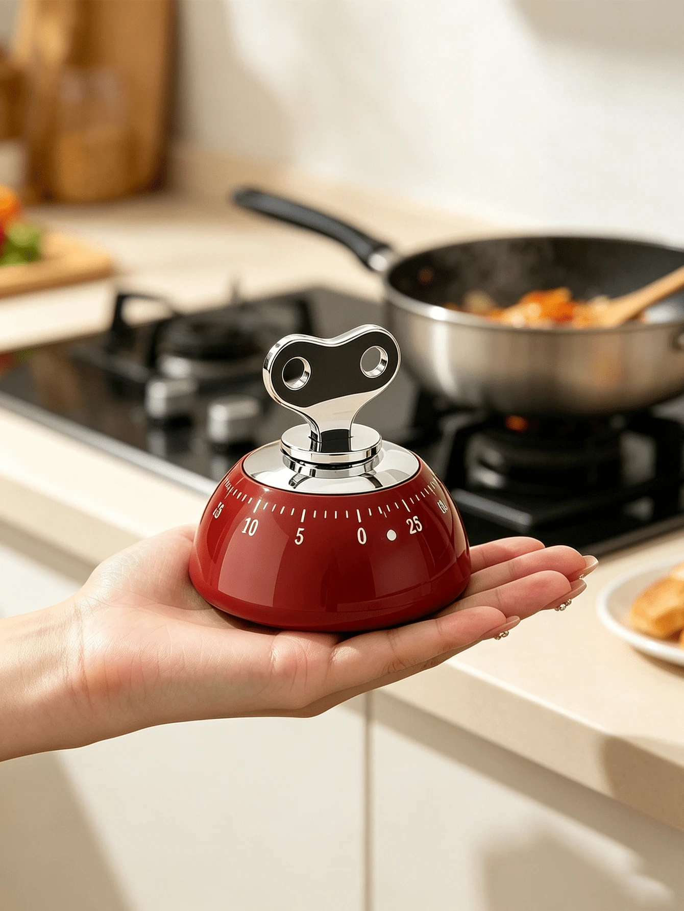 Mechanical Kitchen Timer 60 Minutes, Battery-Free Magnetic Timer, Vintage Wind-Up Alarm Clock Fridge Magnet, Cooking Baking Countdown Reminder, Durable Practical Kitchen Tool, Kitchen Gift - Multicolor - View 1