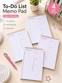 1PC TO-DO LIST Multi-Color Planner, Student Portable Stationery, For Class Notes, Office Records, Daily Schedules, Creative 4 Colors To Choose Notebook - Single Piece - View 3