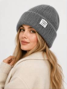 Women's 2026 New Winter Knit Beanie Hat, Fluffy Warm Earflap Hat, Face-Slimming Large Head Circumference Knit Cap - Multicolor - View 4