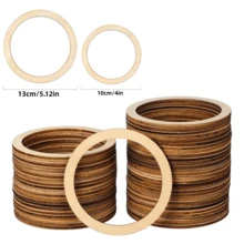 12/24pcs Multi-Size Hollow Wooden Rounds - Lightweight Blank Wooden Rings, Suitable For DIY Jewelry, Scrapbooking And Rustic Party Decor, Perfect For Craft Projects - Wooden Ring - View 1