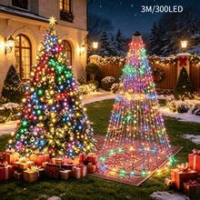 200/280/300 LED Christmas Tree Lights, Christmas Fairy String Lights, 8 Modes LED Holiday Lights With Remote Control, Warm White & Multicolor Christmas Lights For Indoor Outdoor Tree, Garden, Patio And Holiday Decor - Waterfall Light - View 12