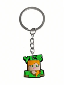 100pcs/Random 1pc Pixel Battle Pixel Grid Theme Birthday Party Gift Soft Rubber Keychain, Character Keychain, Suitable For Backpack Decoration, Car Pendant, Backpack Charm, Perfect Gift For Birthday, Holiday, Halloween, Christmas, Anniversary Party - Multicolor - View 4