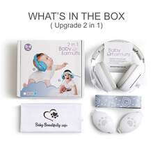 1pc New Adjustable Headband Travel Noise Cancelling Ear Muffs For Infants 0-36 Months, Baby Ear Hearing Protection, Suitable For Flights, Fireworks, Concerts - 2-in-1 Set - White - View 10