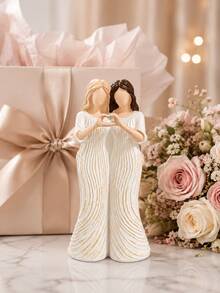 1pc Women Friendship Ornament, Double Female Heart Gesture Statue, Best Friend Sister Gift, Meaningful Friendship Home Decor, Suitable For Living Room Bookshelf Shelf Desk, Women Birthday Christmas Gift - Classic - View 5