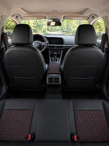 4/8/13pcs PU Leather Car Seat Covers Set, Includes Leather Steering Wheel Cover, Shoulder Pads And Armrest Pads - Multicolor - View 5