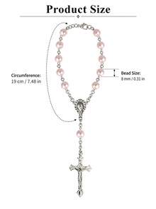 Cross Prayer Beads Car Hanging Ornament, Car Interior Decoration, Car Accessories, Holiday Birthday Gift, Fashion Innovative Car Backpack Pendant, Due To Lighting Issues During Shooting, There May Be Slight Color Difference - Multicolor - View 5