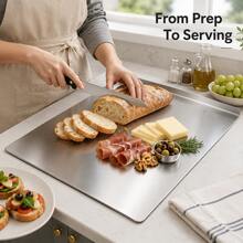 1-Piece Luxury Stainless Steel Silver Chopping Board, Durable And Mold-Resistant, Kitchen Gadget, Suitable For Home Chefs And Cooking Enthusiasts, For Cutting Meat, Cheese, Bread, Vegetables, And Fruits, Gift - Gold - View 11