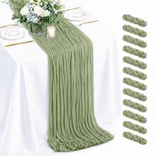 6 Pack Sage Green Cheesecloth Table Runner, Gauze Table Runner, Boho Rustic Sheer Cheese Cloth Fabric Runner, Elegant Table Decor For Wedding, Party, Bridal Shower, Baby Shower, Birthday, Farmhouse Dining Table, Outdoor Events And Home Decor - A - View 19