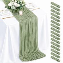6 Pack Sage Green Cheesecloth Table Runner, Gauze Table Runner, Boho Rustic Sheer Cheese Cloth Fabric Runner, Elegant Table Decor For Wedding, Party, Bridal Shower, Baby Shower, Birthday, Farmhouse Dining Table, Outdoor Events And Home Decor - A - View 14