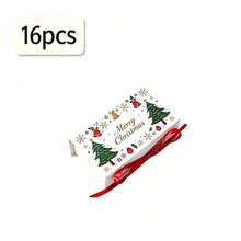 16pcs Multi-Style Cute Christmas Gift Boxes With Ribbon, Empty Paper Gift Packaging Boxes With Christmas Tree And Bell Patterns, Foldable, Suitable For Candy, Cookies, Chocolate Holiday Gift Packaging, Perfect Christmas Gift For Friends And Family - Multicolor - View 14