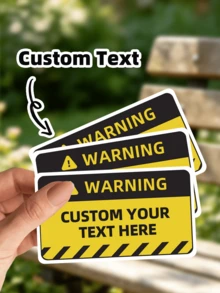 1/24/40/120 Customized Warning Stickers, Personalized Text And Image PVC Waterproof Decals, Multi-Size Self-Adhesive Danger Warning Labels, Suitable For Equipment, Warehouse, Shipping Packaging And Home Reminder Signs, Suitable For Factory, School, Office, Warehouse, Home And Other Scenes, Suitable As Gifts For Father, Mother, Colleagues, Workers. Suitable For New Year, Halloween, Christmas. - Multicolor - View 1