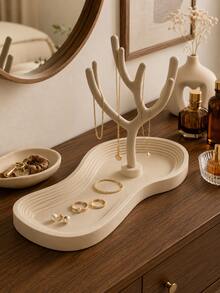 1pc Elegant Jewelry Storage Tree With Tray, Decorative Necklace Holder, Ring & Earring Display Stand, Vanity Bedroom Home Decor Gift, Jewelry Organizer Tree, Ring & Earring Storage, Room Decor Jewelry Rack - Multicolor - View 7