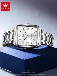 OLEVS 2969 Men Watch Business Original Brand Waterproof Luminous Quartz Watch Large Dial Automatic Date Square Watch - One Size - View 8