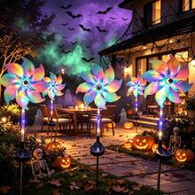 1/2PCS Halloween Solar Wind Spinner Garden Light, Colorful LED Rotating Windmill Light, Outdoor Waterproof Decorative Stake Light For Yard Lawn Patio Pathway, Perfect Gift - Windmill Lamp - View 7