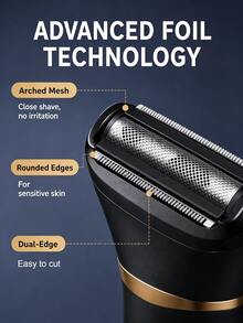 FIYIBAN 3-In-1 Electric Shaver & Nose Hair Trimmer With Display Screen, Men's Full Body Grooming Portable Multi-Function Electric Razor Set, Suitable For Gifts And Travel - Black - View 3