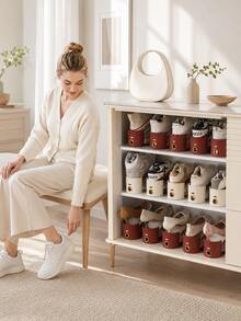 20pcs Vertical Shoe Rack Organizer, Space-Saving Shoe Storage Tray, Suitable For Closet, Shoe Cabinet Organizer, Adjustable Shoe Slot Storage Rack, Fits Sneakers, High Heels, Flats And Slippers, Stackable Shoe Storage Organizer For Home Entryway, Closet Storage And Organization - Multicolor - View 6