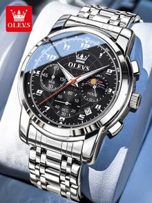 OLEVS 2983 Men Watch Original Moon Phase Quartz Watch Waterproof Luminous Date Watches For Man Gifts Casual Fashion Relo - One Size - View 14