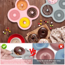 1/2PCS Air Fryer 4-Cavity Donut Silicone Mold, Home Baking Small Cake Mold, Compatible With Air Fryer And Oven, Can Make Donuts, Chocolate, Pudding, Small Snacks. Soft Non-Stick Material, Easy To Demold, Dishwasher , Easy To Clean And Store. Can Make 4 Donuts At Once, Round And Beautiful Shape, Homemade Breakfast, Afternoon Tea Dessert, Can Be Used Frozen, Beginner Friendly, Multi-Functional Kitchen Baking Tool, Homemade Dessert, Simple And Easy To Use Silicone Mold. - View 9