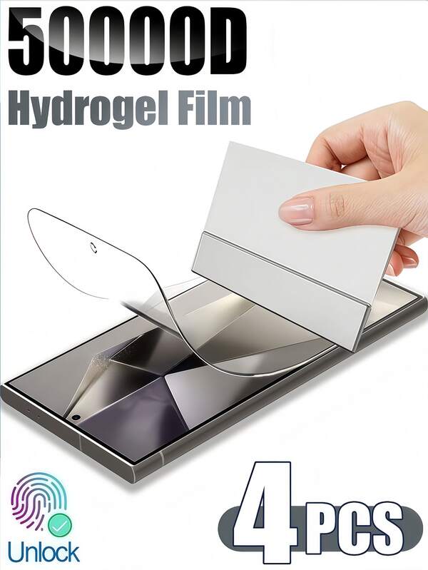 4 Pcs Full Cover Hydrogel Film Compatible With Samsung Galaxy Full Coverage Easy Install High-Definition Clear, Bubble-Free,Scratch And Shatter Resistant Hydro Gel Film Soft Screen Protective Film (Not Tempered Glass)Phone Screen Protector, Phone Accessories Waterproof Shockproof Anti-Fall Anti-Fall Scratch Resistant Anti-Fingerprint