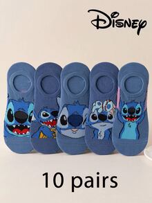1/5/10 Pairs Disney Stitch Men's Socks, Boat Socks, Invisible Socks, Funny Christmas Gift, All Season - Multicolor - View 17