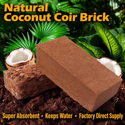 Coco Chips Sustrato de Fibra de Coco 300g Comprimido que se Expande a 9L Tierra de Maceta para Plantas Flores Interior Exterior Tierra de Cama Elevada Tierra de Palma Tierra de Siembra para Semillas Tierra de Siembra Natural Fibra de Coco Medio de Cultivo Hidropónico Sustrato de Terrario Tierra de Jardín Multiusos