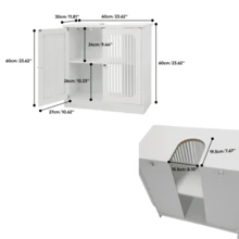 Bathroom Vanity Cabinet Without Sink, Freestanding Bathroom Cabinet With Double Doors And Slatted Front, White Bathroom Cabinet. - White - View 3