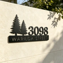 4 Sizes Available! Pine Metal House Number Address Sign,Personalized Address Plaque, Door Number, Hotel Room Numbers Sign - Black - View 4