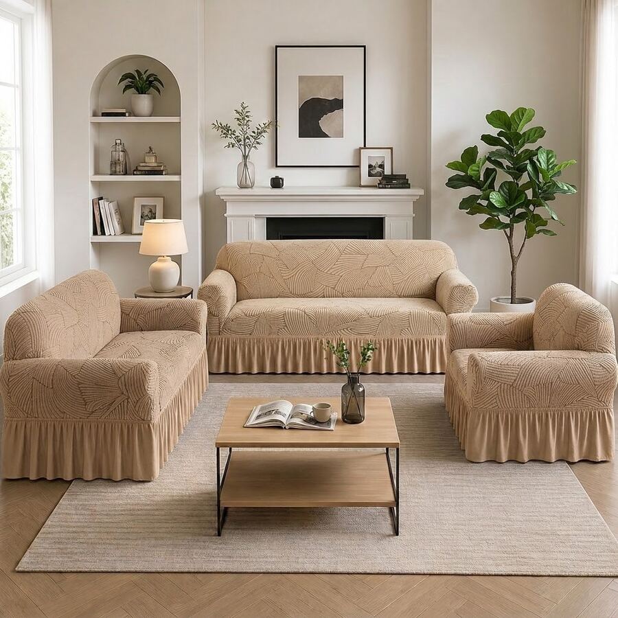 Sofa Slipcovers - Beige - View 1