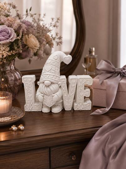 قطعة واحدة من ديكور سطح المكتب على شكل قزم بحرف LOVE لطيف، بتصميم زهري وقلبي، زينة منزلية رومانسية ساحرة، مناسبة لغرفة النوم، غرفة المعيشة، المدخل، رف الكتب، هدية، ديكور المنزل، ديكور الغرفة، ديكور المنزل الخريفي، ديكور المكتب، ديكور الفصل الدراسي، ديكور غرفة النوم