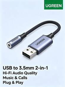 UGREEN USB To 3.5mm External Sound Card Headphone Microphone 2-In-1 Adapter Audio Jack For PC Laptop PS4/5 Speaker CM477 - View 1