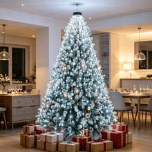 2m Christmas Tree Waterfall Lights, 200/400-LED White Fairy String Lights, USB Powered 8 Modes Curtain Lights, Indoor Christmas Tree Holiday Lighting, Holiday Home Party Decoration - White Light Waterfall Lamp - View 2