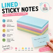 300PCS 6-Color Pastel Lined Sticky Notes, 6 Pads 50 Sheets Each, Writable Repositionable Self-Adhesive Note Pads For Study, Reading, Reminders, To-Do Lists, Planner, Notebook, School, Office & Home Supplies,Back To School Season - one-size - View 11