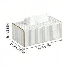 PU Leather Striped Tissue Box, Nordic Luxury Hotel Style, Gold Trim Tissue Box, Creative Large Size Tissue Box For Living Room And Bedroom, Mother's Day Gift - Multicolor - View 2