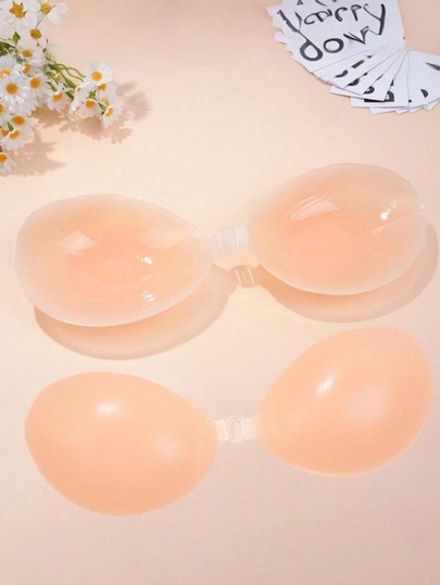 1 Pair Women's Self-Adhesive Silicone Strapless Bra, Invisible Elastic Band And Push-Up Design, Invisible Adhesive Bra, Perfect For Wedding And Ball Gown