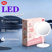 itel IMM-01 LED Makeup Mirror With Lights, Rechargeable Dimmable Desktop Vanity Mirror, 3-Level Brightness, USB Type-C Charging, 480-Min Long Battery Life, Cosmetic Mirror With Storage Base - White - View 12
