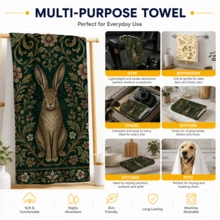 2/4/6/8 Pcs Rabbit Print Kitchen Hand Towels, Vintage Floral Dish Towels Set, Woodland Animal Home Decor, Country Farmhouse Style For Fall Holiday Kitchen - Multicolor - View 6