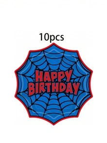 10pcs/20pcs/70pcs Spider Web Birthday Paper Tableware Set, Red & Blue Spider Web Design 7/9 Inch Paper Plates, 3.5 Inch Cups, 6.5 Inch Napkins, Hero Theme Birthday Party Supplies, Hero Theme Birthday Party Decoration Tableware Set - Multicolor - View 13